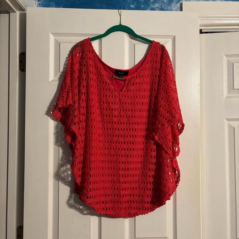 Crochet Top with gold neckline